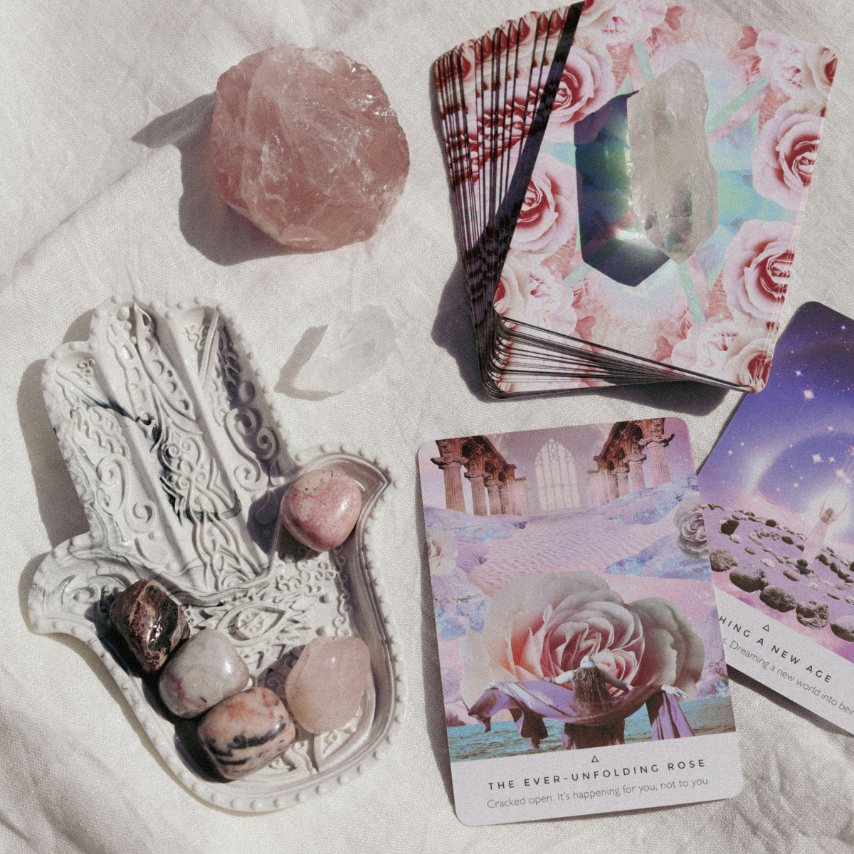 Crystals and tarot cards